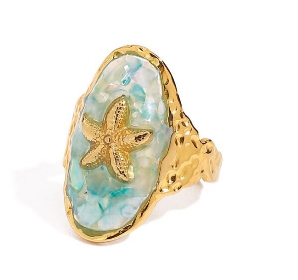 Bijoume Dainty Ring for Women Niche Design Ocean Starfish Holiday Style Adjustable Ring