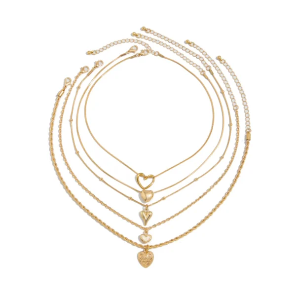 Bijoume Love Pendant Clavicle Chain Design Metal Twist Chain Stacking Necklace Sets for Women