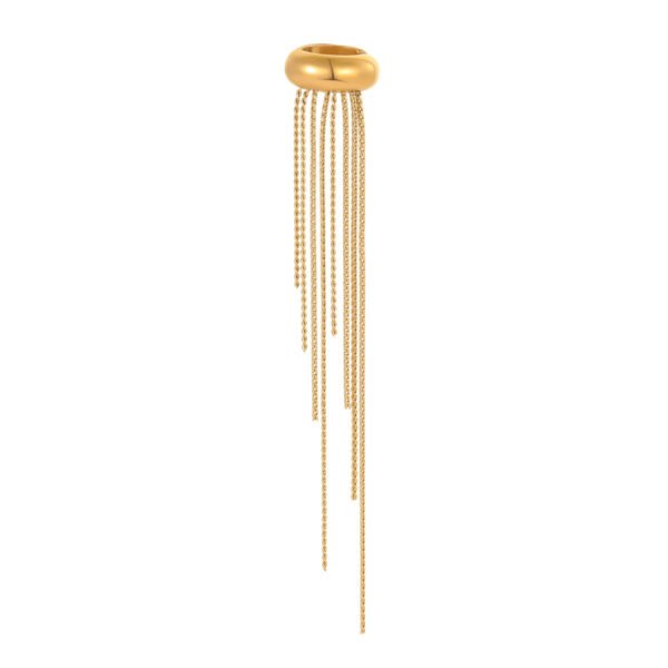 Bijoume Fashion Long Tassel Stainless Steel Earrings Ear BBone Clips 14K Gold High-end Earrings