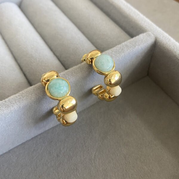 Bijoume Dainty Vintage Aurelie Bidermann Bohemian Blue Natural Gemstone Earrings