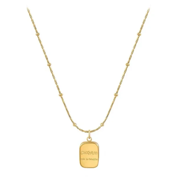 Bijoume Charm 14K Gold  Brick Stainless Steel Necklace for Ladies with Luxury High-end Design Gold Clavicle Chain