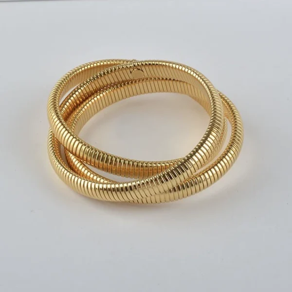Bijoume 14K Gold /  Stainless Steel Three-Ring-layered Rope Bracelet